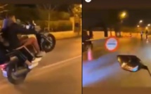 مراهقون يخترقون حاجزا أمنيا بدراجاتهم النارية+فيديو